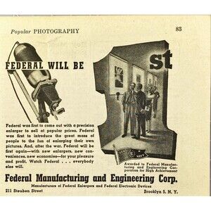Federal Mfg. & Engineering Corp. "Precision Enlarger: First before & After War"